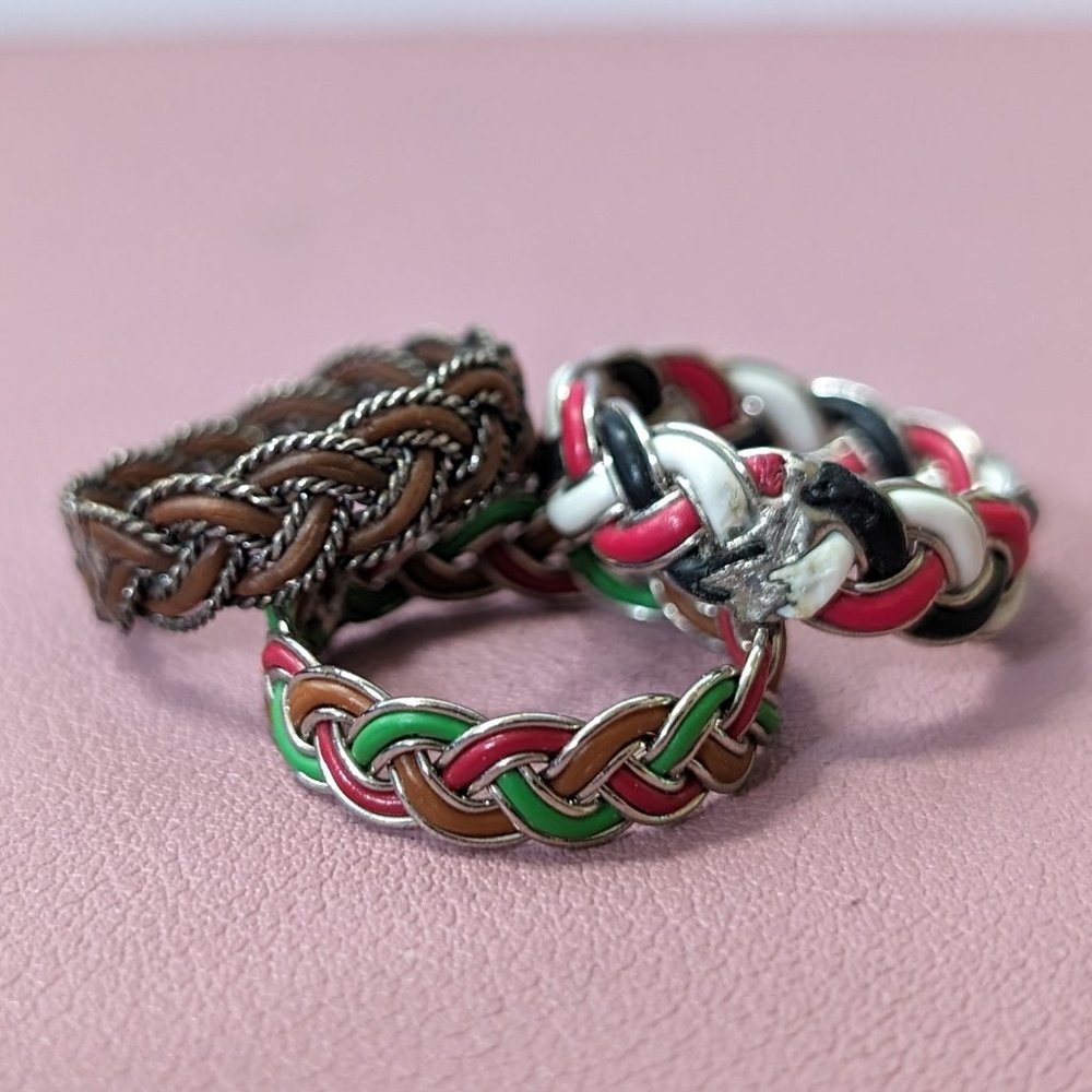 Trio of rings, made with electrical wire